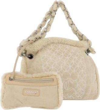 Chanel Pre-owned Shoulder Bags, female, Beige, Size: ONE SIZE Pre-owned Vintage Canvas Tote Bag