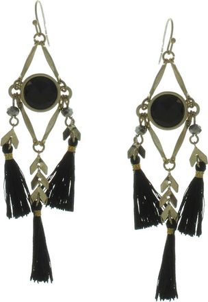 Olivia Welles Burnished Tassel Drop Earrings in Burnished Gold /Black at Nordstrom Rack