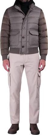 Moorer Fur Collar Bomber Jacket In Walnut Beige