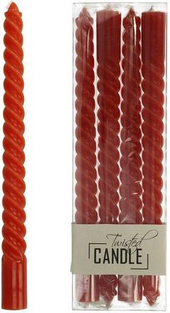 HD Collection 4er-Set gedrehte Kerzen Twister 26 cm - Rot