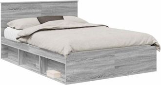 vidaXL Estructura De Cama Con Cabecera Gris Sonoma 135 X 190 Cm Vidaxl