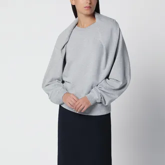 Dries Van Noten Felpa grigia m&eacute;lange in cotone