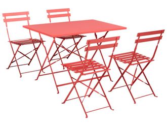 Beliani Conjunto de comedor 4 personas de metal rojo