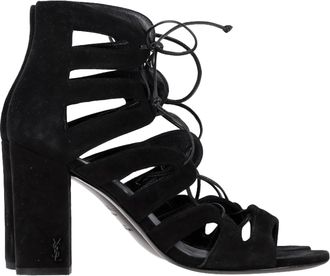Saint Laurent Pre-owned Womens Gladiator Sandal Heels in Black Suede - Size 37.5 EU/IT