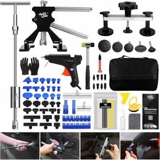 OEM Kit De Herramientas Para Reparaci&oacute;n De Abolladuras Sin Pintura - Martillo Deslizante En Forma De T - 6 Tiras Adhesivas Azules - Reparaci&oacute;n Eficaz De A