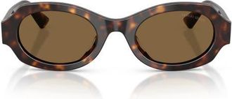A|X Armani Exchange 49mm Irregular Oval Sunglasses in Havana /Brown at Nordstrom