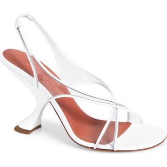 Amina Muaddi Lena Slingback Sandal in Patent White/Transparent at Nordstrom Rack, Size 8.5Us / 38.5Eu