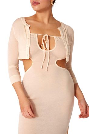 WeWoreWhat Cropped Cardigan In Beige