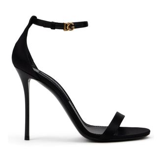 Dolce & Gabbana High Heel Sandals, female, Black, Size: 7 1/2 US Heels in patent leather and velvet