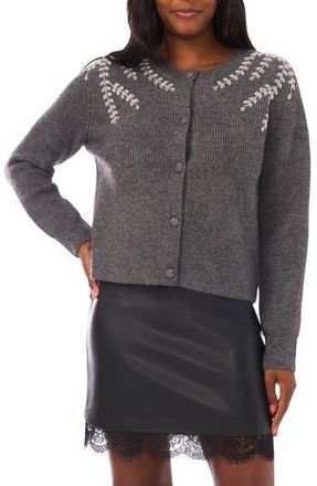 Vince Camuto Crystal Detail Cardigan in Medium Heather Grey at Nordstrom Rack, Size X-Large P
