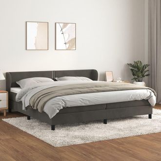 vidaXL Vidaxl - Cama Box Spring Con Colch&oacute;n Terciopelo Gris Oscuro 200x200 Cm