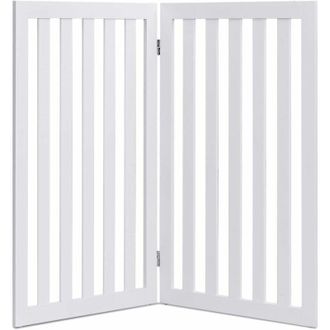 Costway Costway Cerca De Madera 89 Cm Plegable Para Mascotas Cerca Amplia Extra Giratoria A 360&deg;, Barrera Expandible (2 Paneles Blanco)