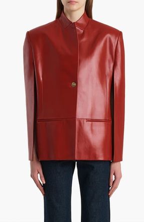 Khaite Dolso Leather Jacket in Deep Red at Nordstrom, Size 4