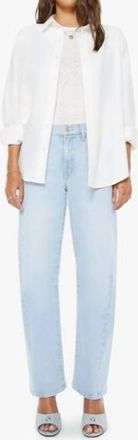 Mother Mid Rise Half-Pipe Hover Jeans In Instant Replay