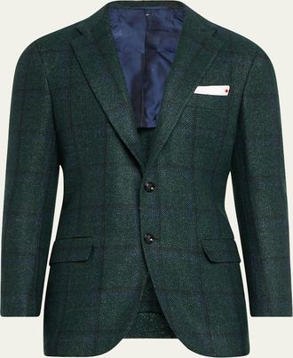 Kiton Mens Windowpane Sport Coat