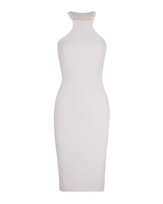 Elisabetta Franchi Ivory Dress With Gold Detail