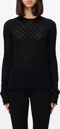 Gucci Maglia in cr&ecirc;pe trasparente con monogramma GG e maniche lunghe
