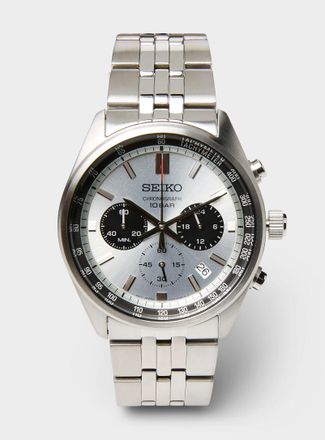 Seiko Mens Black and white face chronograph watch
