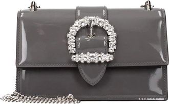 Jimmy Choo London Borsa a Spalla in Pelle Verniciata con Fibbia di Cristallo - - Bags - Donna - Grigio - ONE SIZE