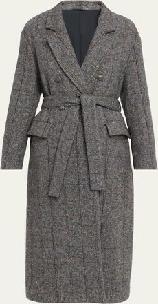Brunello Cucinelli Macrocheck Alpaca Long Coat