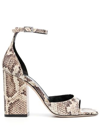 PARIS TEXAS Fiona python-print sandals - White