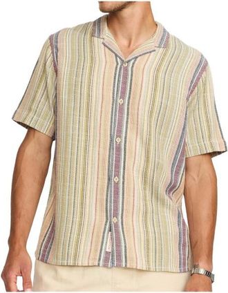 Revolution Cuban Shirt Striped S/S Hemd f&uuml;r Herren | beige