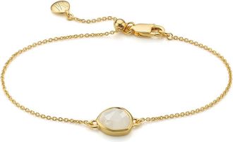 Monica Vinader Gold Siren Gemstone Chain Bracelet Moonstone