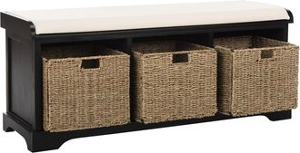 Safavieh Banco en madera maciza/mdf/espuma/tela/fibras naturales, negro