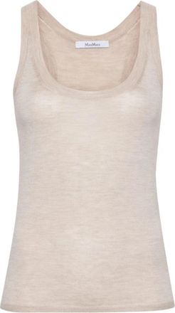 Max Mara Beige Cashmere Gebreide Top - Dames - Tops zonder mouwen - Beige - XS - Kasjmier - Tops