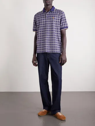 Burberry Logo-Embroidered Checked Jacquard Polo Shirt