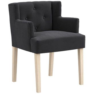 LPD Furniture Shay Winged Indoor Chair with Arms - Linen Blend/Rubber Wood - L57 x W56.5 x H79 cm - Anthracite/Blonde - Partially Assembled