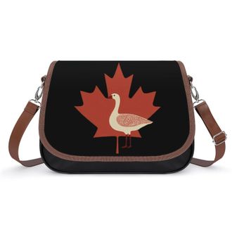 Generic Goose in The Middle of Canada Flag Crossbody Bags for Women Fashion Leather Shoulder Handbags With Adjustable Strap