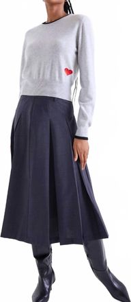 Brodie Queen Of Hearts Crew Neck Jumper In Grey