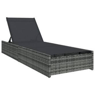 Berkfield Home Sun Lounger Grey 60x200x27 cm Poly Rattan | Size: 60 x 200 x 27 cm