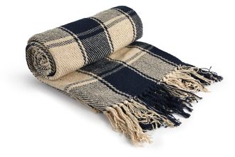 TJ Hughes Frisco - Recycled Cotton Throw In Navy Blue (50 Inch X 60 Inch) - TJ Hughes