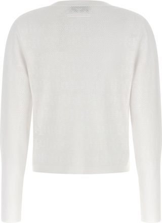 Tory Burch Pointelle Viscose Cardigan - White
