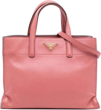 Prada Pre-owned Handbags, female, Pink, Size: ONE SIZE Pre-owned Structured Leather Tote Bag