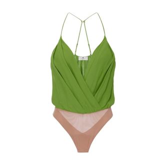 Elisabetta Franchi Body, female, Green, Size: 2XL Georgette Viscose Body