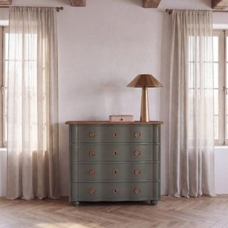 Maisons du monde C&oacute;moda con 4 cajones verde caqui y detalles de metal dorado 100 cm