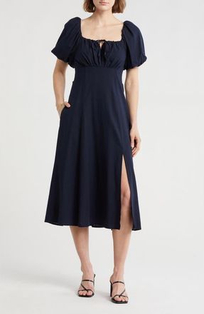 Ellen Tracy Floral Balloon Sleeve Maxi Dress in Navy at Nordstrom Rack, Size X-Large