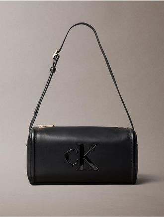 Calvin Klein Womens Bold Monogram Slouchy Shoulder Bag - Black