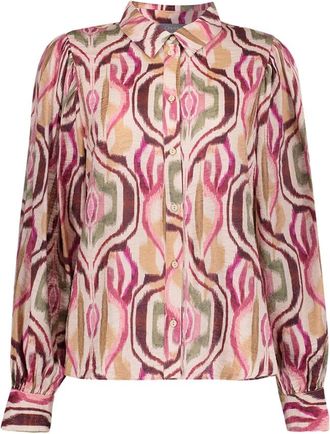 Geisha Blouse met lange mouwen - Dames - Blouses & Shirts - Veelkleurig - Maat: M Viscose