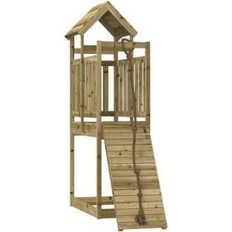 vidaXL Casa De Juegos Con Pared Escalada De Madera Impregnada De Pino Vidaxl