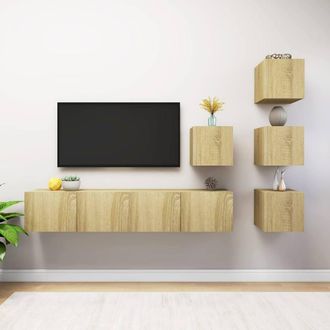 Berkfield Home 6 Piece TV Cabinet Set Sonoma Oak Engineered Wood in Brown