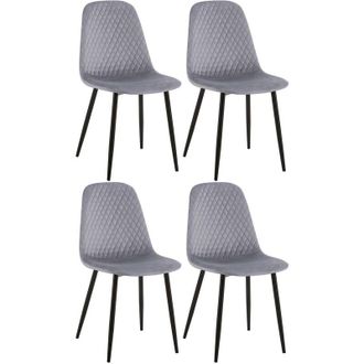 Clp Set de 4 sillas de comedor Giverny en tela o terciopelo Gris Terciopelo