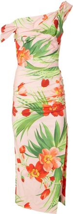 Carolina Herrera floral-print ruched dress - women - Cotton/Elastane - 2 - Pink