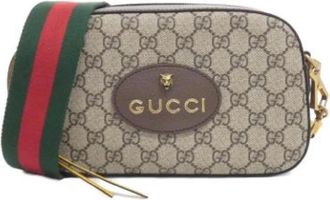Gucci Pre-owned GG Supreme Schoudertas - Dames - Vintage Schoudertas - Beige - ONE Size - Leer - Vintage