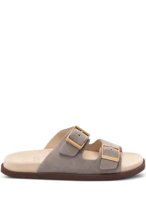 Brunello Cucinelli SUEDE DOUBLE STRAP SANDALS Size: 45, colour: GREY