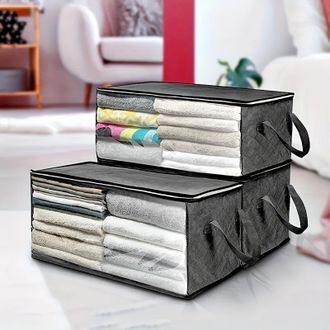 OEM Bolsas De Almacenamiento Para El Hogar, Cajas De Tela No Tejida Para Armario Con Tapa, Para El Armario (gris, 3 Unidades)
