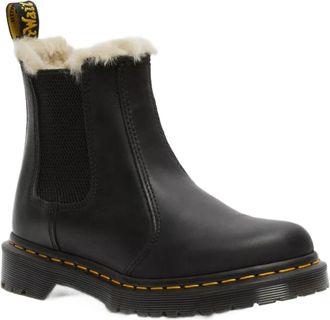 Dr. Martens 2976 Leonore Black Leather Shearling-Lined Ankle Boots